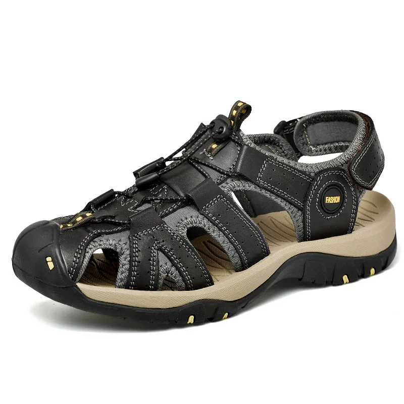 

Plus Size 38-45 Summer Men Sandals Genuine Leather Men Casual Shoes Outdoor Men Leather Sandals for Men Beach Shoes Roman Shoes