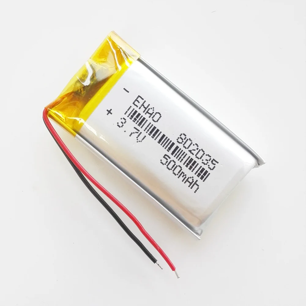 

Wholesale 10 pcs 3.7V 500mAh 802035 Lithium Polymer LiPo Rechargeable Battery For Mp3 PAD DVD E-book bluetooth