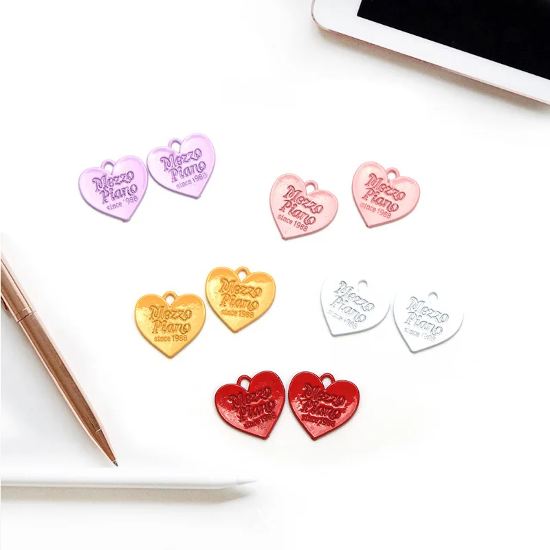 

20 BULK HEART CHARM Mezzo Piano Since 1988 Tiny Heart Charm with Colorful Enamel for Bracelet Jewelry DIY Making for Women L2X7