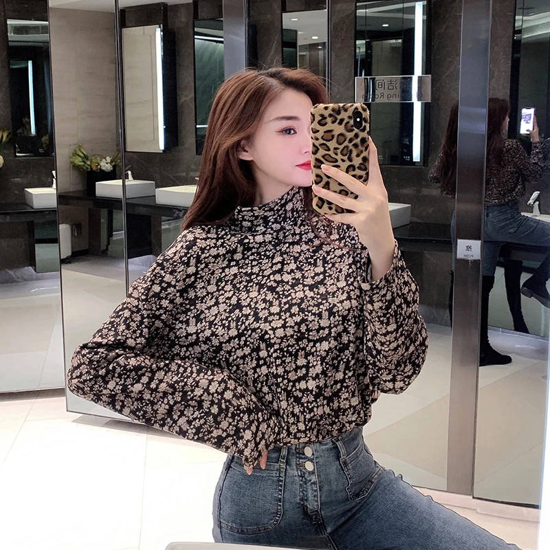 Женская водолазка Элегантные Новые пуловеры с принтом офисные женские весенние