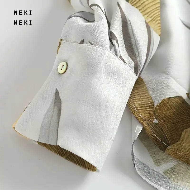 

WEKI MEKI Women's Long Sleeve Cotton Linen Tops Shirt England Style Print Button Up Womens Shirts Blusas Fashion Clothes Woman