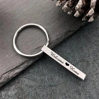 engraved name 3 colors customized tel number stainless steel keychain personalized diy gifts anti lost key ring dog tag