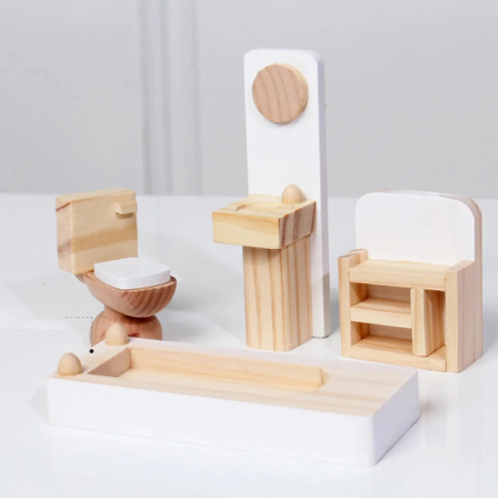 

5 Set of Mini House Furniture Miniature Furniture Wooden Furniture Model Mini House Decoration Ornament