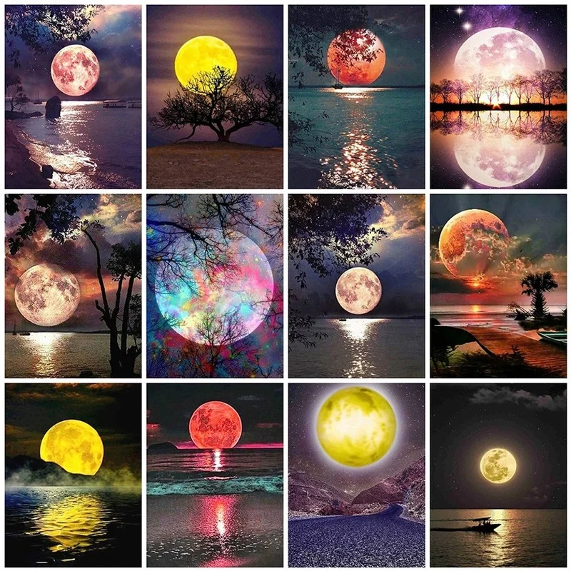 

5D DIY Diamond Painting Moon Full Square Diamond Embroidery Landscape Cross Stitch Mosaic Sale Wall Home Decoration