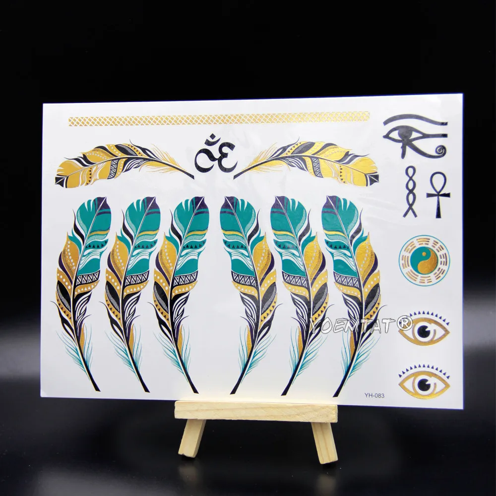 Павлин бабочка Лотос временная татуировка женские вечерние руки тела арт