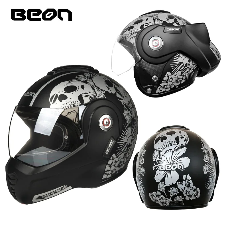 Новый мотоциклетный шлем BEON B702 Flip Up Motorbike Modular Safety Hat Back Somersault Moto Casque Casco ECER Approved Open Face.