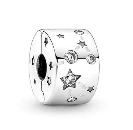 

Authentic 925 Sterling Silver Moments Stars & Galaxy Clip Bead Charm Fit Women Pandora Bracelet & Necklace Jewelry