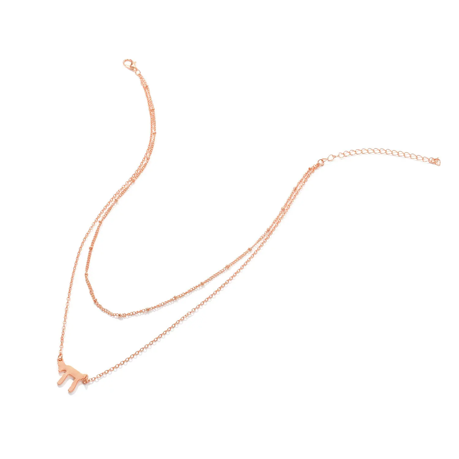 

Creative New Animal Dog Pendant Necklace Ladies Bead Double Layer Clavicle Chain Necklace Women Fashion Collares Jewelry XL136