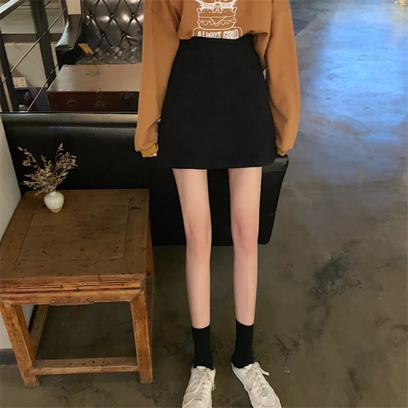 Женская мини-юбка Kawaii, одноцветная, универсальная, простая, Harajuku, корейская мода, высокая талия, юбки для женщин, s, а-силуэт, женская уличная одежда, мягкая