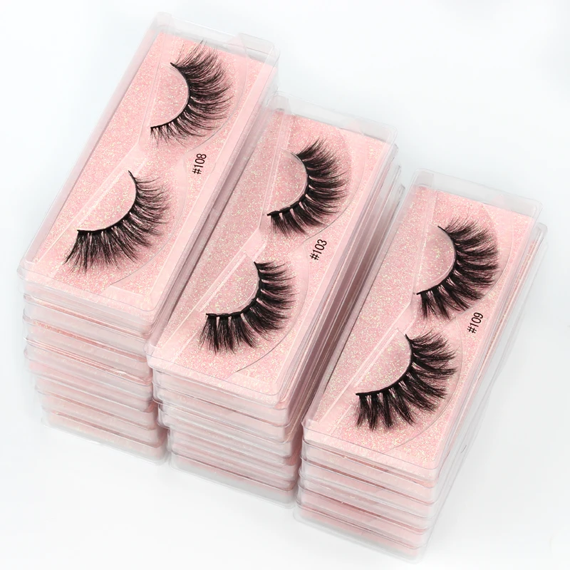 1 pair faux mink lashes soft thick false eyelashes hand made natural long 3d lash makeup 1box 3d maquiagem eylashes images - 6