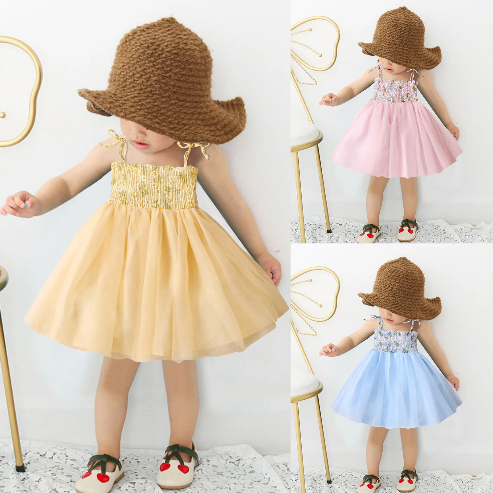 

Vest Dress For Girls Floral Floral Sleeveless Girl Costume Cotton Mesh Tutu Dresses Kids Girl Princess Dress Birthday Party 2021