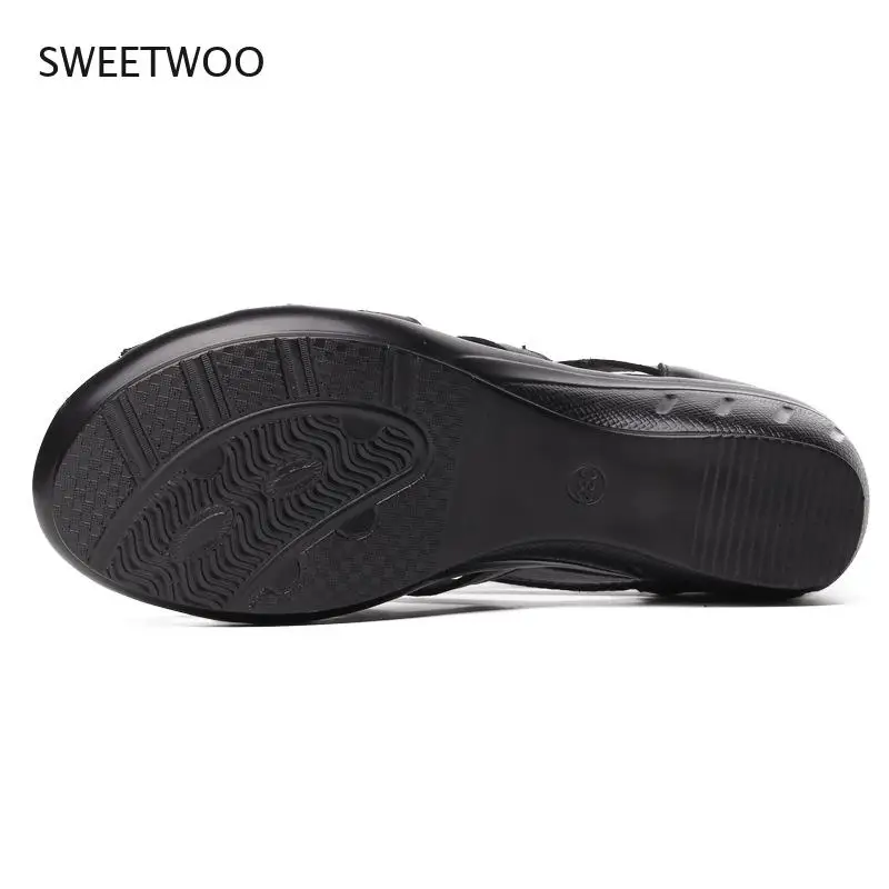 

Summer Women's Sandals Shoes Fish Mouth Ladies Ankle Hollow Round Toe Sandals Soft Sole Shoes Fashion Sandalias