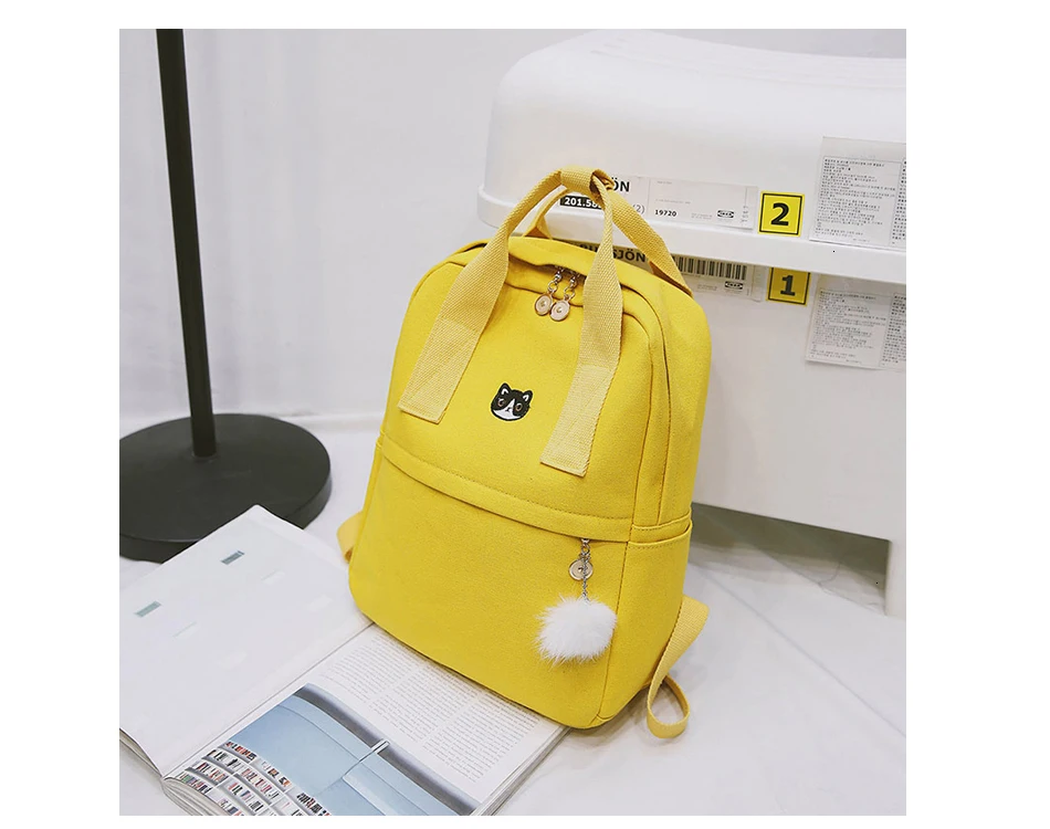 TTOU, японский и корейский стиль, Harajuku, милый, вышивка, кошка, корона, холст, рюкзак, прекрасный, консервативный стиль, ранец, школьная сумка для девочек