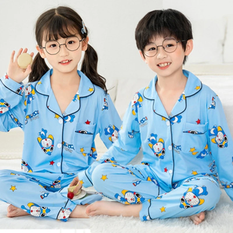 Детские пижамы осенняя хлопковая одежда для сна комплект детской одежды детская