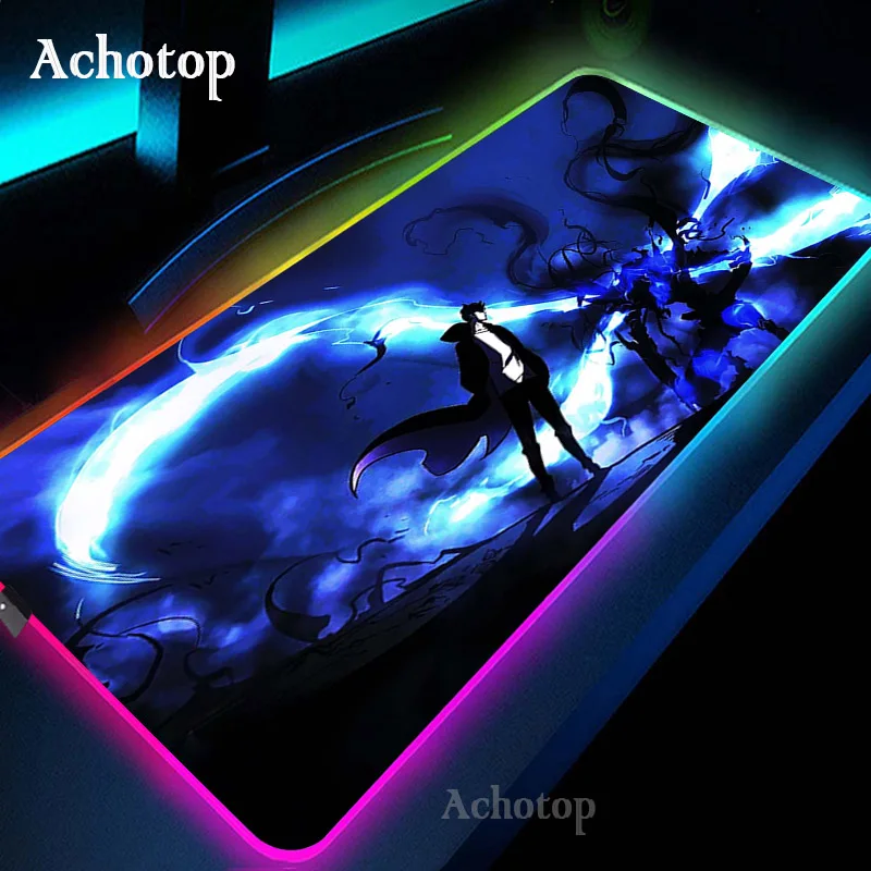 solo leveling top quality gaming player desk laptop rubber mouse mat rgb led light large anime mouse pad desk mat with backlit free global shipping