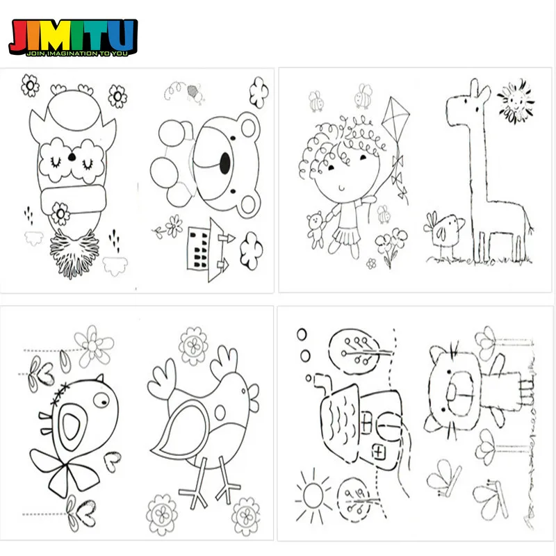 JIMITU DIY 8 шт. мультфильм малыш палец живопись ремесло набор детей Красочные фингеркраски Рисование образование обучение Картина игрушки