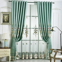 european style curtain embroidered cotton linen chenille curtain living room bedroom floor thermal shading curtain cloth