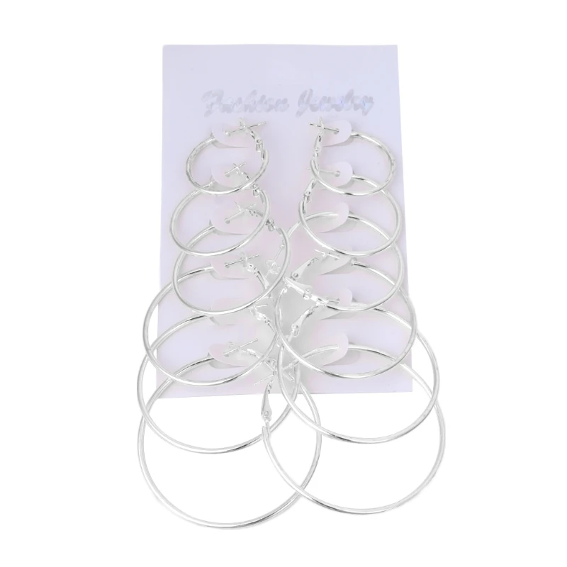 6 пар/компл. Винтажные висячие кольца большой круг обруч женские серьги в стиле