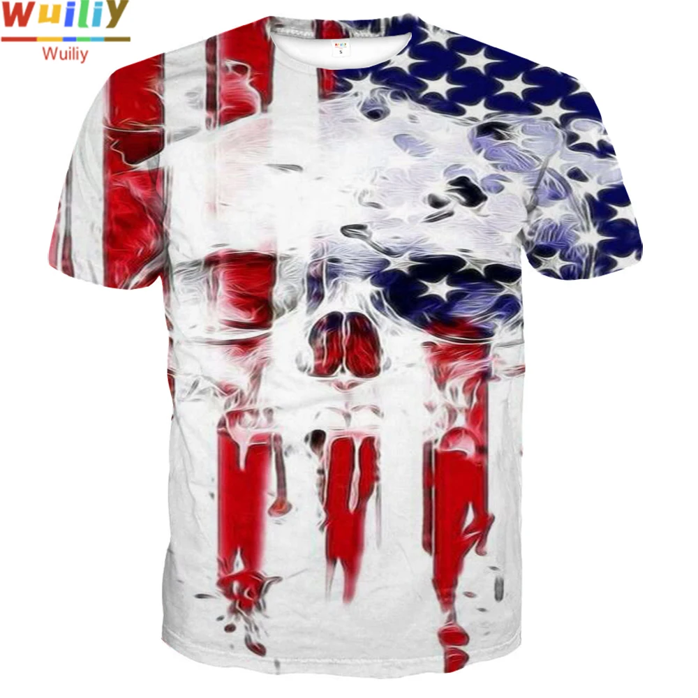 Футболка мужская с 3D рисунком круглый вырез короткий рукав повседневный красный