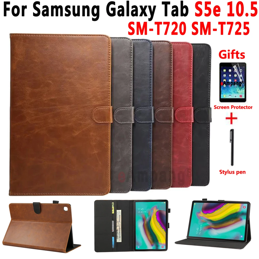 Премиум кожаный чехол для Samsung Galaxy Tab S5E 10 5 SM T720 T725 смарт + пленка ручка|Чехлы