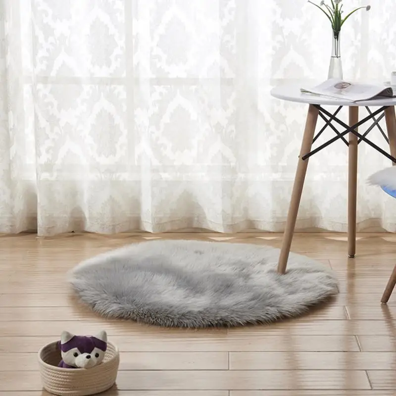 Fluffy Round Rug Carpets Living Room Solid Long Plush Area Carpet Faux Fur Sheepskin Shaggy Rugs For Home Bedroom Decorative | Дом и сад