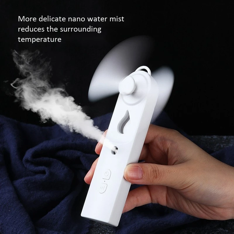 

HOT-Portable 2 in 1 Mini Fan Humidifier Usb Rechargeable Handheld Fan Water Spray Mist Fan Face Steamer