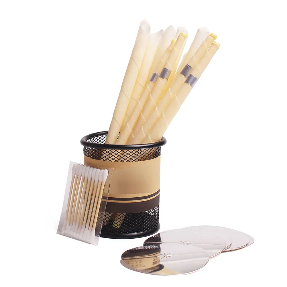 10Pcs Ear Wax Candle Beeswax Remover With Plug Healthy Care Removal 5pcs Trays And 10pcs Swab | Красота и здоровье