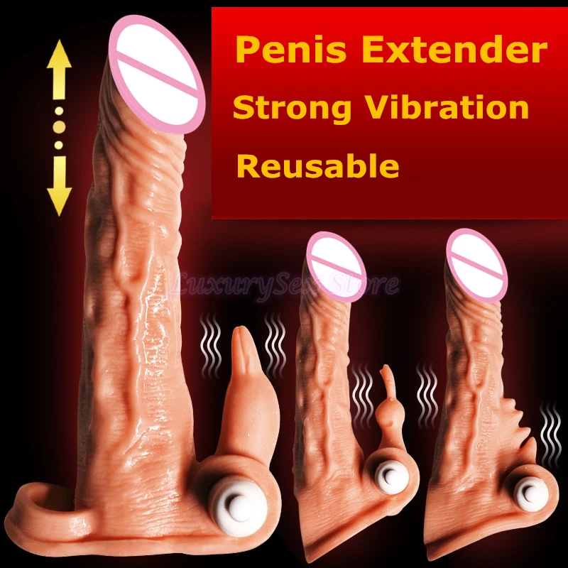 Многоразовые секс-презервативы костюм-пенис для увеличения члена вибрирующий