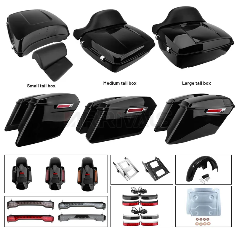 

Motorcycle Hard Saddle Bags Side Luggage Bag Backrest Pad Tour Pack Tail Light Mounting Rack Fender Extension Fascia Base Plate