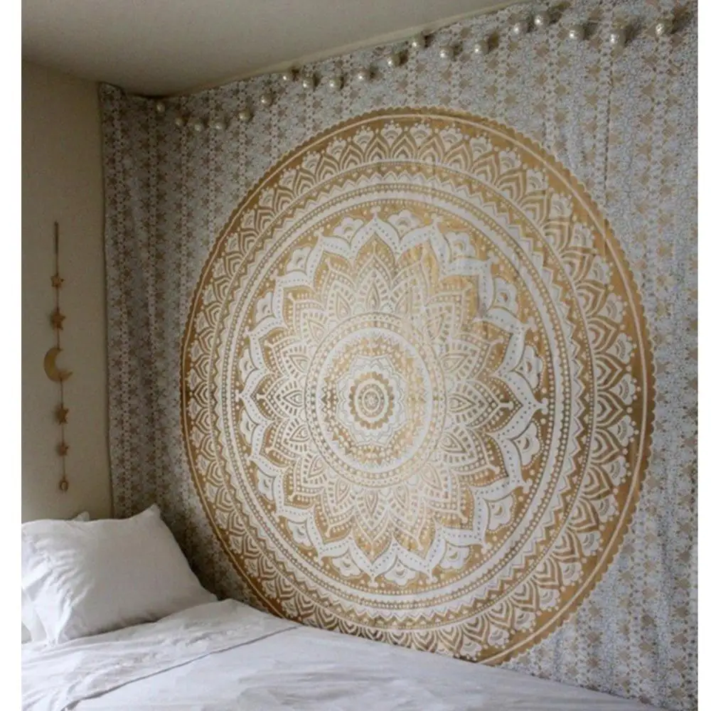 

150x200cm Indian Hippie Bohemian Psychedelic Peacock Mandala Wall Hanging Bedding Tapestry