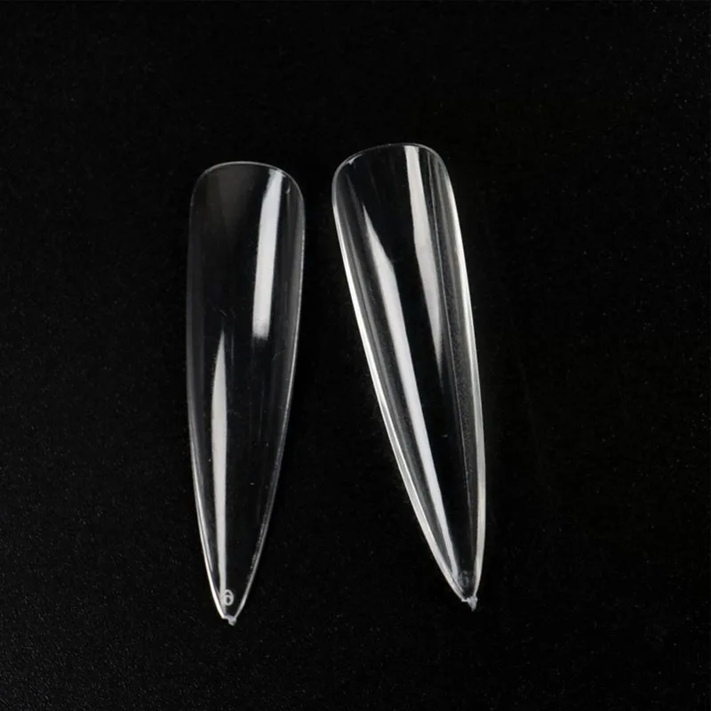 XXL Экстра длинный на шпильке с острым накладными ногтями полное покрытие ногтей