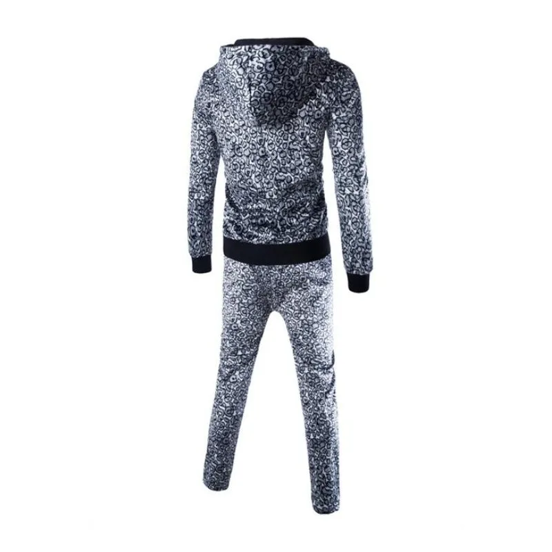 Мужской спортивный костюм с леопардовым принтом повседневная спортивная одежда