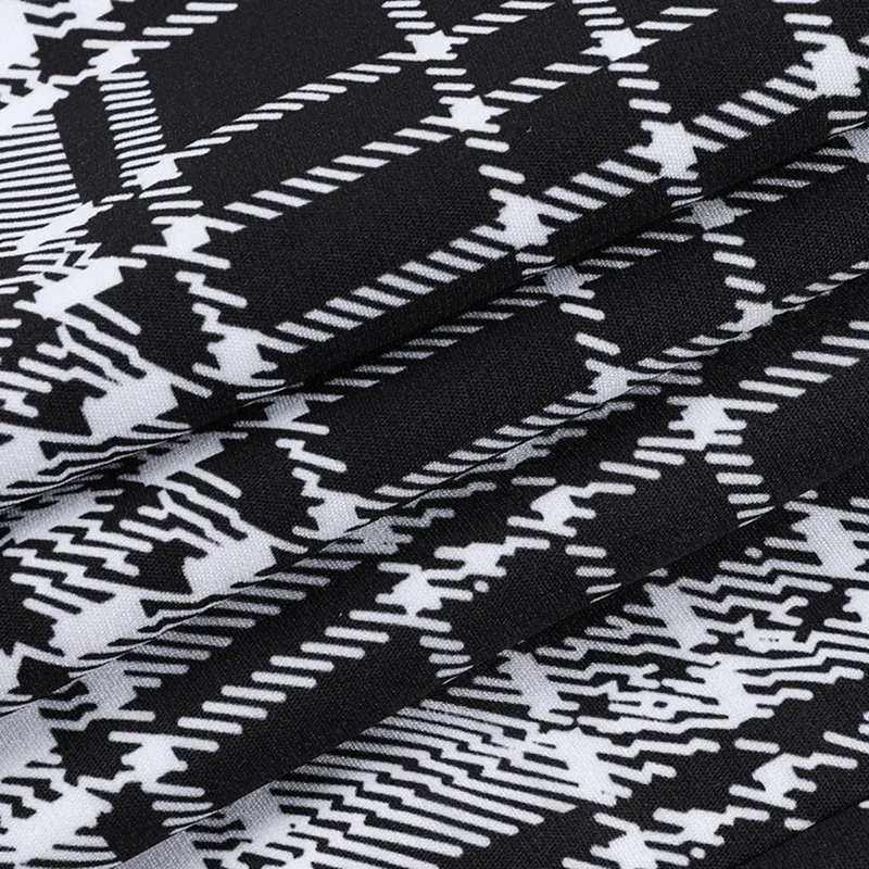 

Female Plaid Skirt Half-Length Stitching A-Line Split Casual Cotton Yarn Skirt Black