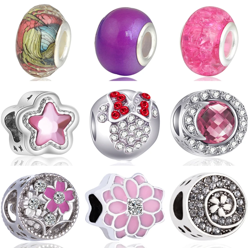 Летние DIY бусины медведь Корона зонтик карта цветы кристалл шармы Бусины