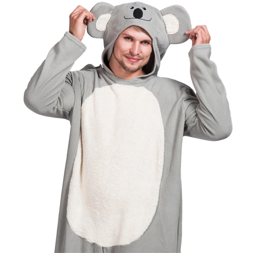 Комбинезон для косплевечерние Koala аниме серого и цвета унисекс Пижама взрослых