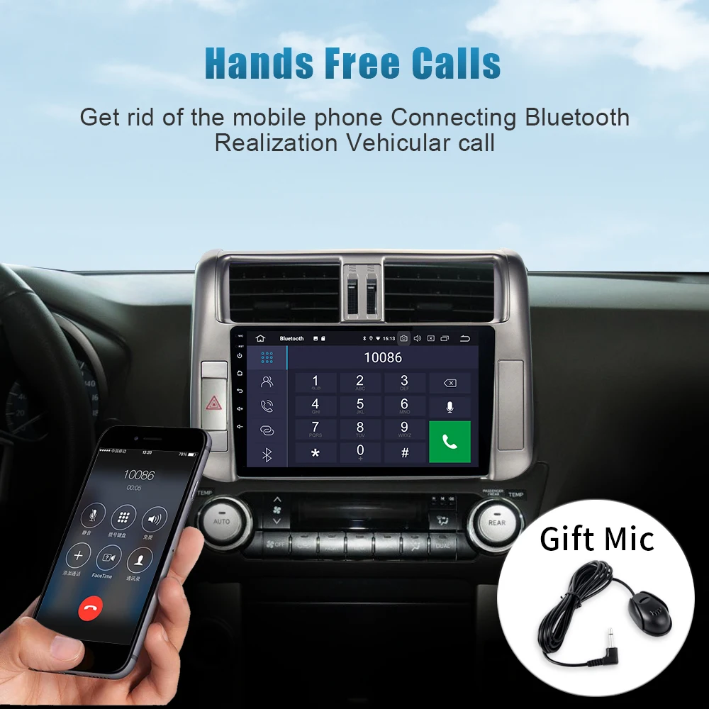 Dasaita 10," сенсорный экран автомобиля радио Android 9,0 для Toyota Prado 2010 2011 2012 2013 gps Bluetooth навигация автомобиля стерео Mp3