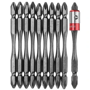 Магнитная отвертка PH2 с двойной головкой, 100 мм, хвостовик 14 дюйма, сталь S2, инструмент для электрической отвертки с сильным магнитным кольцом