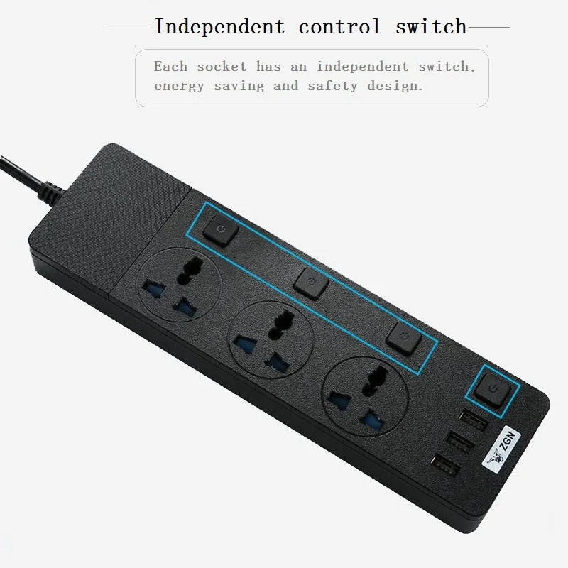 Универсальный сетевой фильтр розетка европейского стандарта 3 розетки