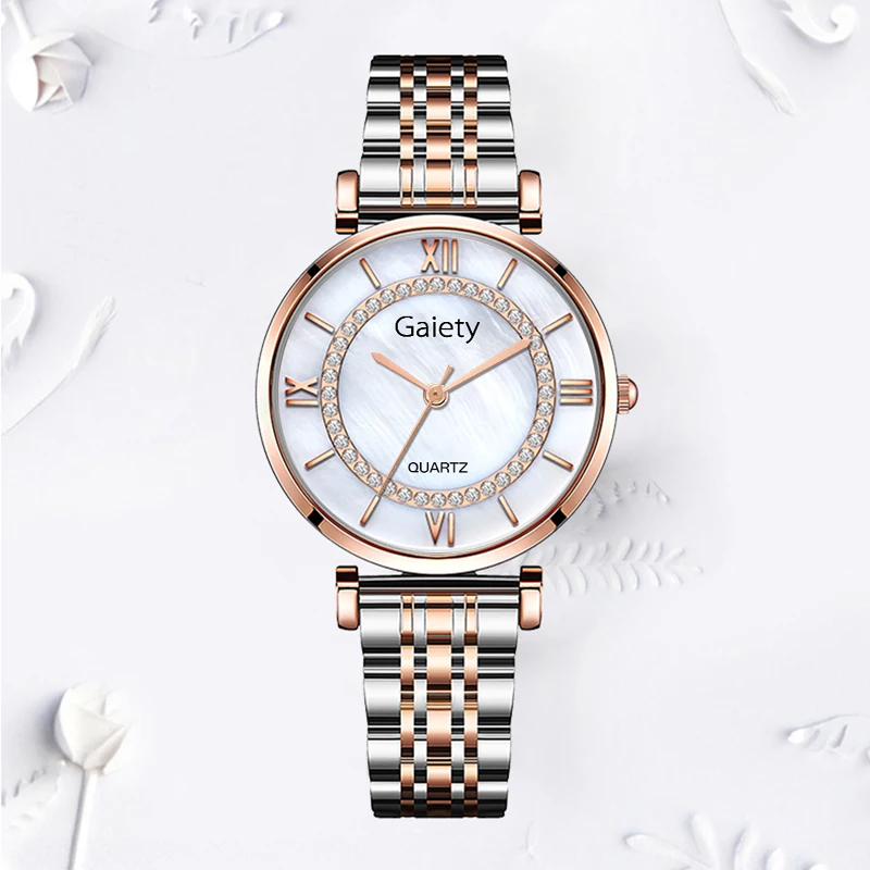 Luxury Women's Wristwatch Diamond Rose Gold Stainless Steel Bracelet Business Quartz Wrist Watches Reloj Mujer zegarek damski | Наручные