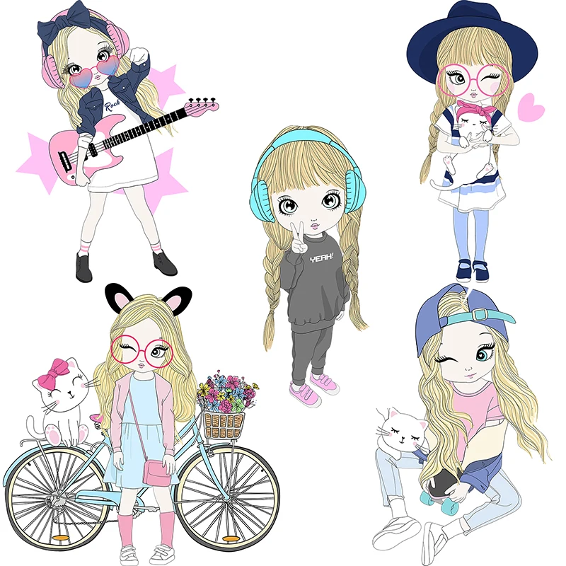 

Милые модные наклейки QC551 с изображением городской девушки, милой девушки, наклейки на стену для девочек, подарок для ноутбука, наклейки на к...