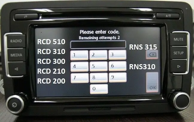 Радио код разблокировки декодирования RCD510 RCD310 RNS315 бета гамма Альфа и т. Д. |