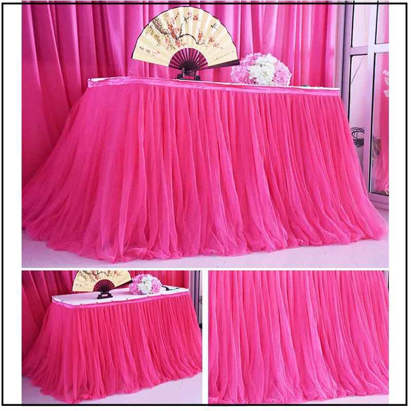 

ARICK 100x80cm Wedding Party Tutu Tulle Table Skirt Tableware Cloth Baby Shower Party Home Decor Table Skirting Birthday Party
