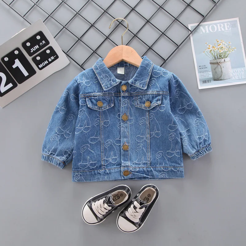 Джинсовая куртка для маленьких девочек джинсовая верхняя одежда детей ветровка
