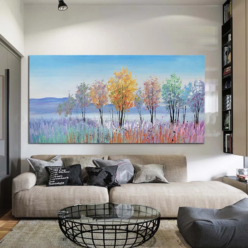Большой размер ручная роспись абстрактный цветок пейзаж Настенная картина