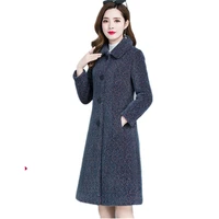 haute couture 2020 high quality female woolen coat large size autumn long coats new imitate mink cashmere leisure jacket 1483