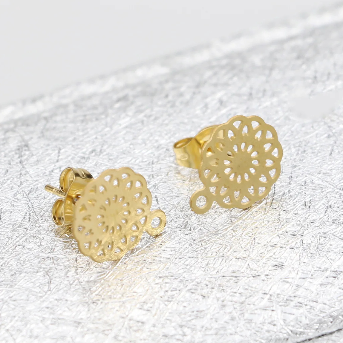 10 шт. 2019 модные Очаровательные Полые серьги из нержавеющей стали с круглым узором