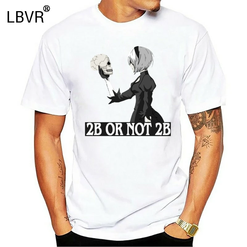 2B Or Not Nier Automata Аниме Манга Мужская футболка белый серый для мужчин женщин Летняя