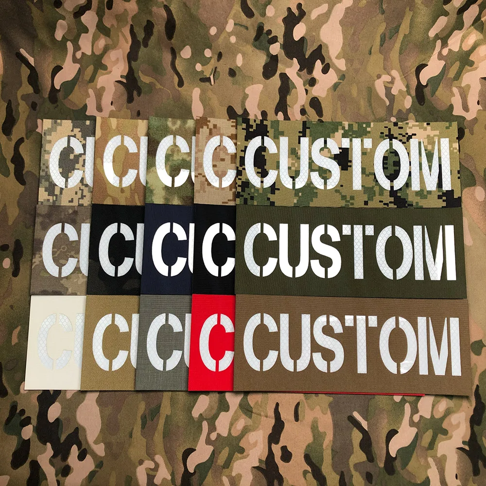 Reflecterende Materiaal 25Cm Custom Laser Terug Grote Patch Naam Tapes Witte Letters Moraal Tactiek Militaire Airsoft