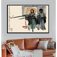 japanese inkwash style painting gicl%c3%a9e art print pulp fiction quentin tarantino movie poster vintage wall art canvas home decor