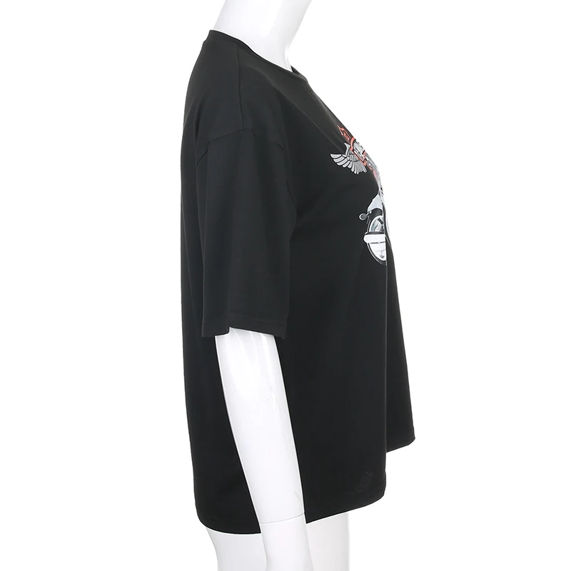 Женская Повседневная футболка Jocecat черная свободная в стиле хип-хоп уличный